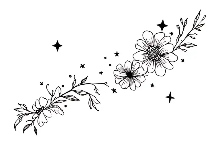 Flowers Stars Woman Animal