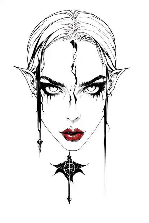 Black And White Tattoo That Combines The Main Attributes Of The Vampire Diaries Series