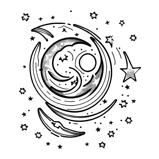 Crescent Moon With Stars