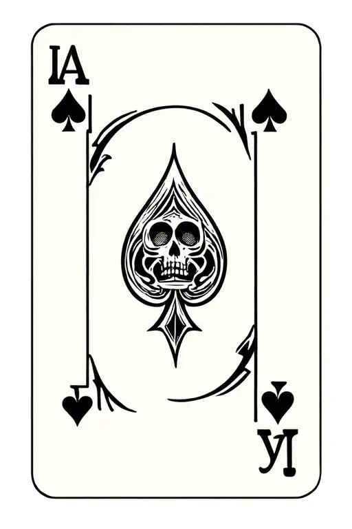 Ace Of Spades Playing Card With Memento Mori Incorporated