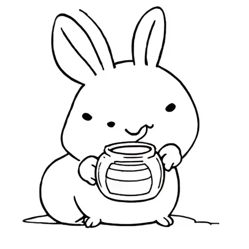 Floppy Ear Bunny Holding A Honey Pot