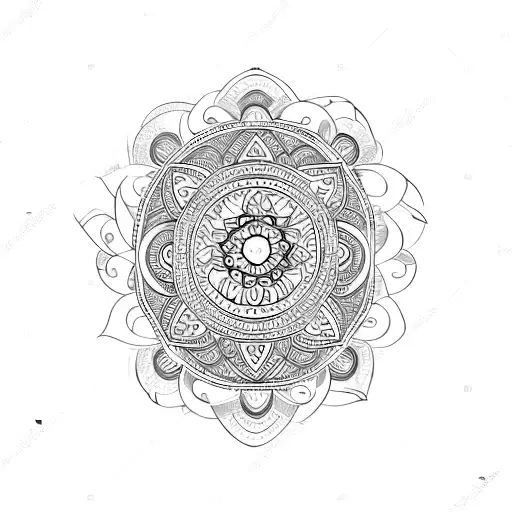 Oval Long Mandala With Family Symbol In The Center For Arm
