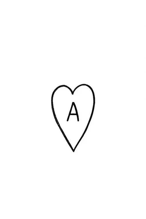 Heart With Initial A Minimalist