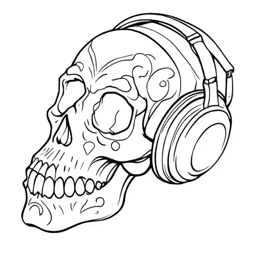 Sugar Skull Wearing Headphones