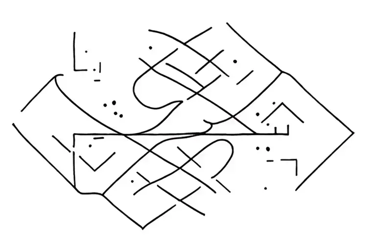 Line Tattoo Design Combining Elements