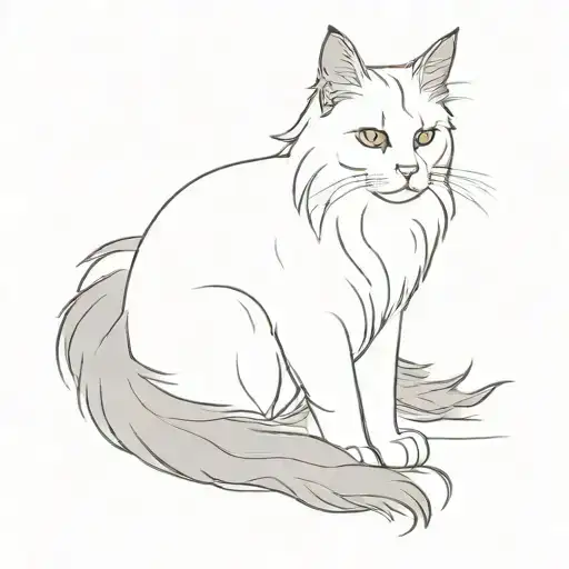 Grey Maine Coon And White Angora Cat