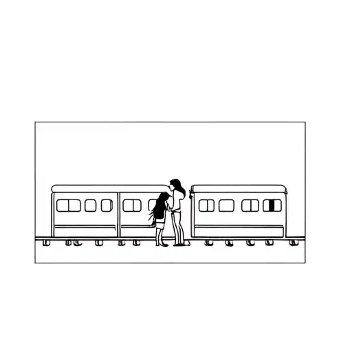 A Woman Kisses A Man On A Train