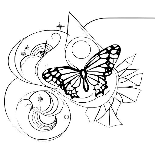 Butterfly With Angle And Moon