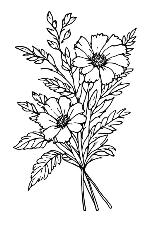 July October And December Birth Flower Bouquet Tied