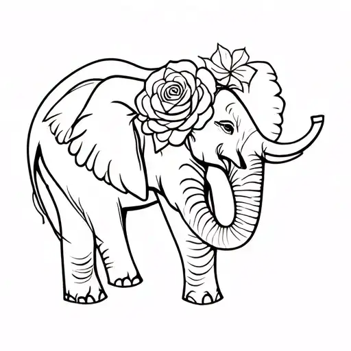 Elephant And Roses