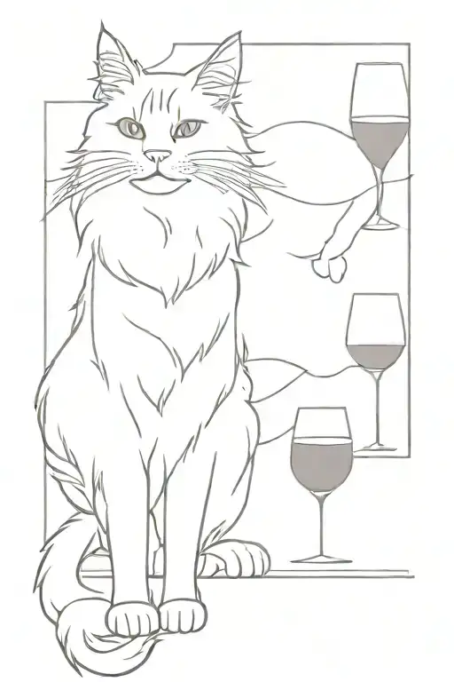 Gray Maine Coon And White Cat With Wine