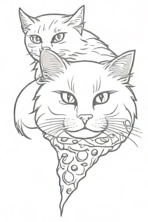 Maine Coon White Cat Pizza And Wine