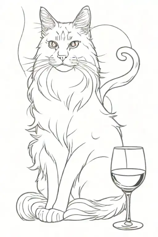Maine Coon Spaghetti White Cat And Wine