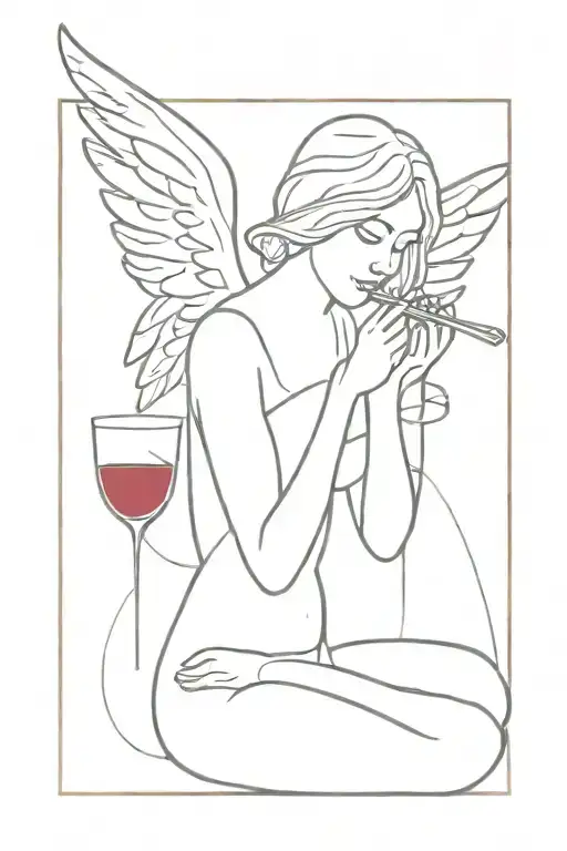Angel Eats Spaghetti With Wine