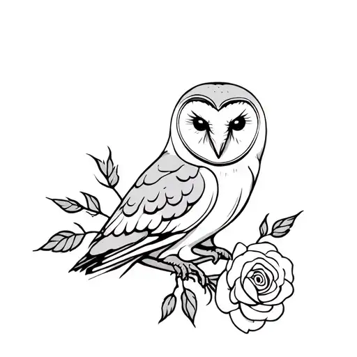 Barn Owl And Rose