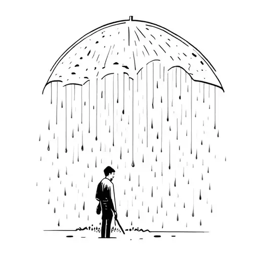 A Guy Standing In The Rain Pouring
