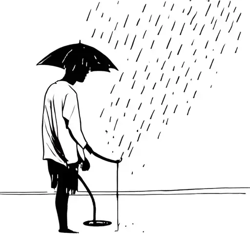 A Guy Standing In The Rain Pouring