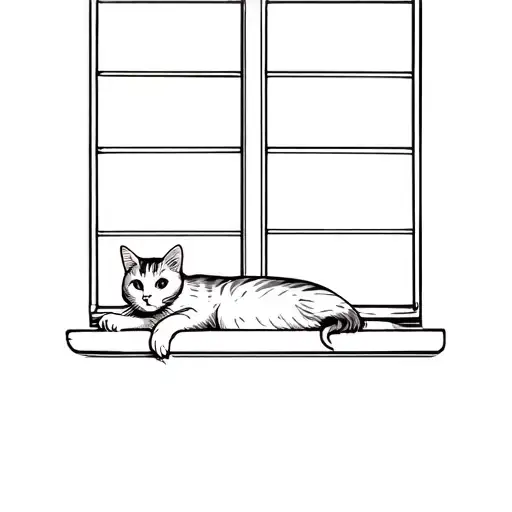 Cat Laying On Window Sill