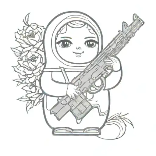 Matryoshka With A Kalashnikov Assault Rifle