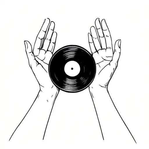 Only Palms Of Hands Holding A Vinyl Record Vintage Styled