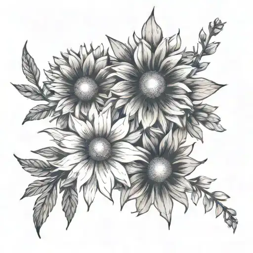 Cosmo Flower And Aster Flower Growing Together