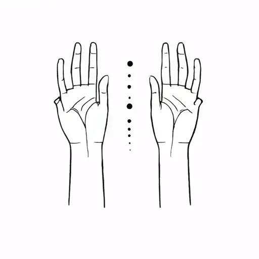 Two Hands And Three Dots In The Middle