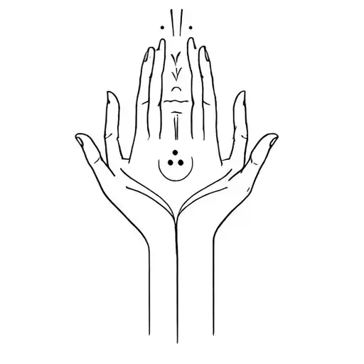 Two Hands And Three Dots In The Middle