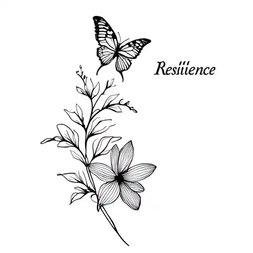 Flower And Butterfly Spine Tat That Says Resilience And Represents Strength