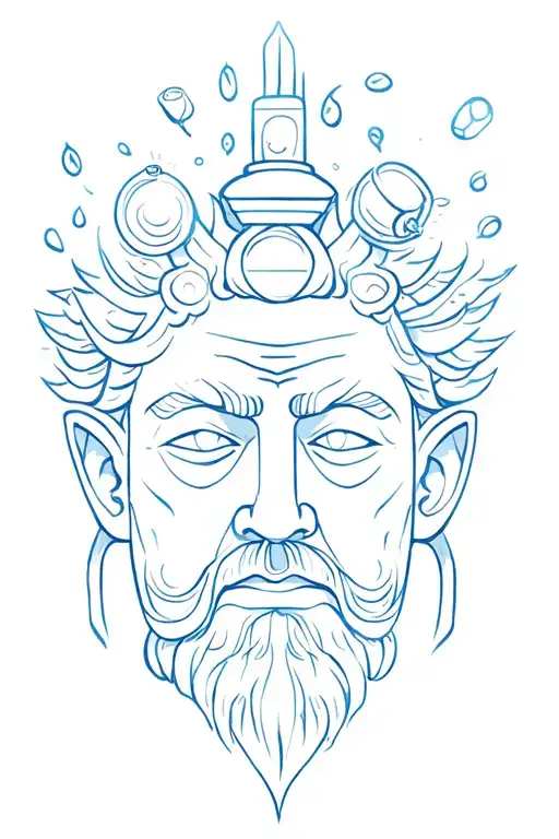 Head Of A God Open With Items Flying Outside Of It