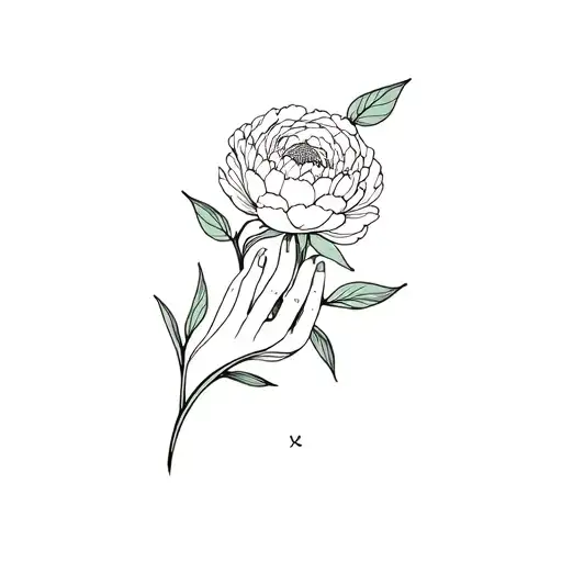 A Peony With A Baby Hand