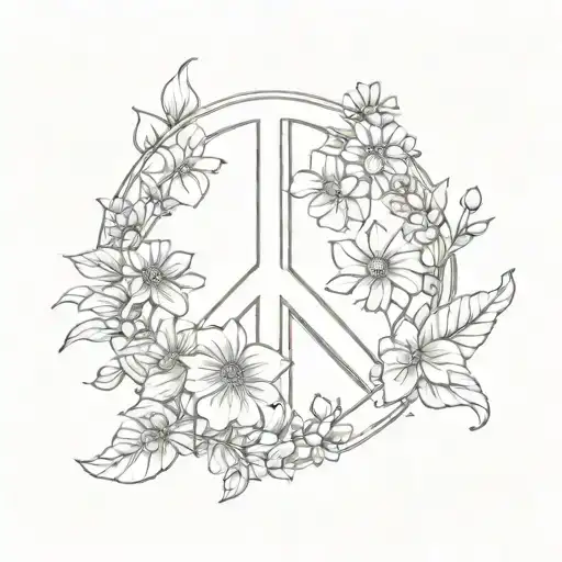Peace Sign With Morning Glories And Asters
