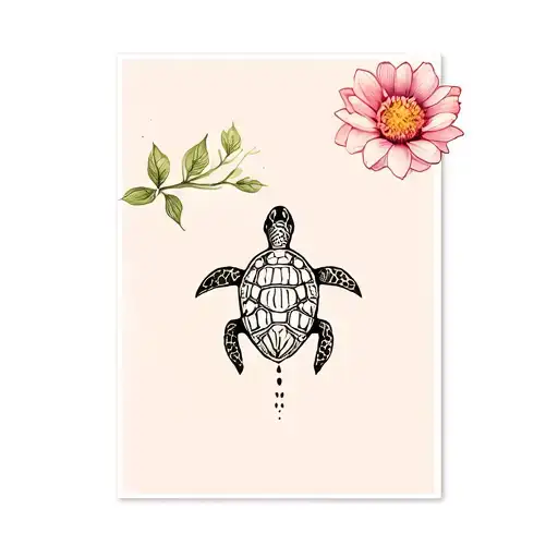 Turtle And Flower