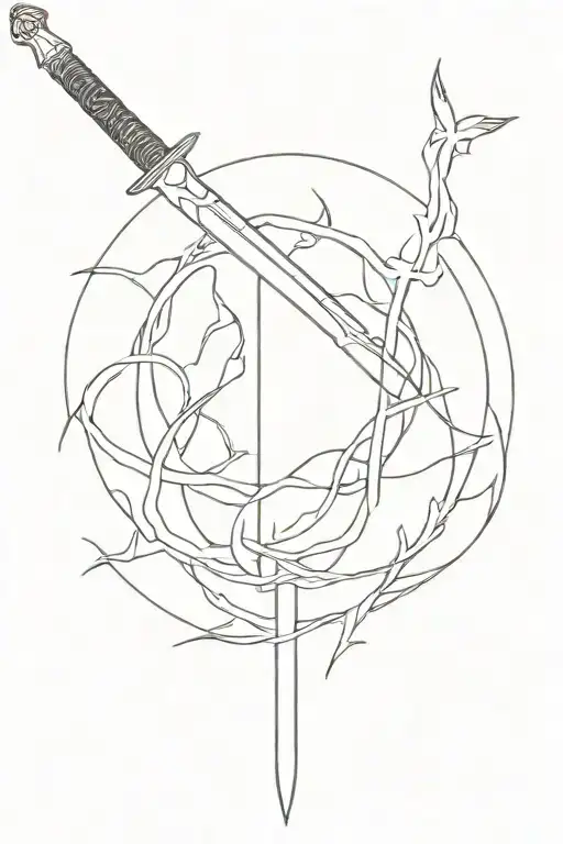 Kattana Sword Piercing No Other Details Other Then Wound With The Handle Sticking Out Of The Wound