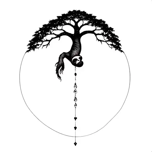 Poison Tree With Sloth Hanging