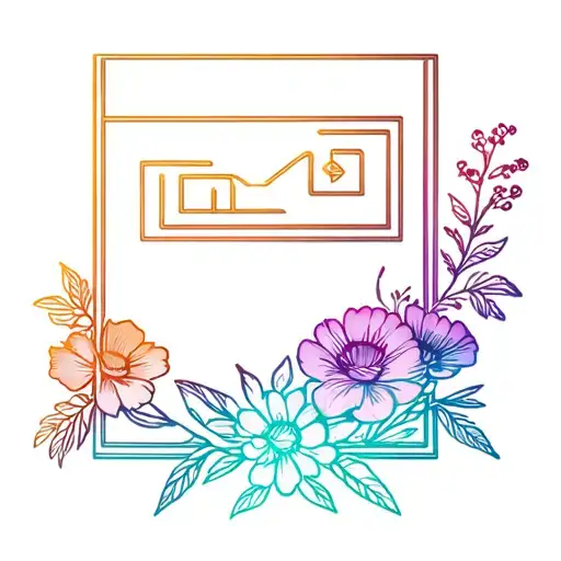 Iridescent Rectangle With Flowers