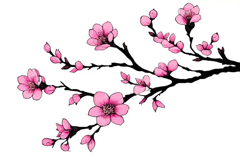 Cherry Blossom Flowers With Branch