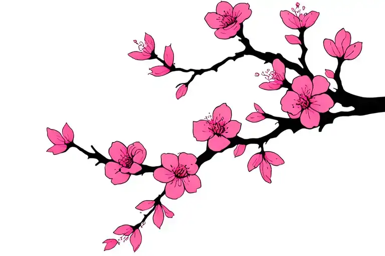 Cherry Blossom Flowers With Branch