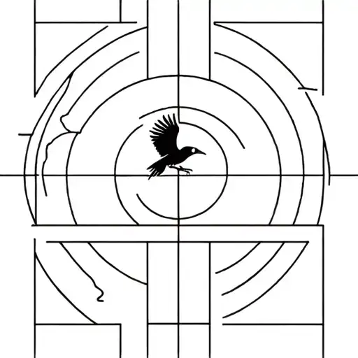California Condor Saint Barbara Castle And Petroglyph Sun Minimal Line Drawing
