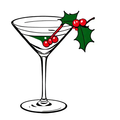Martini Glass And Holly