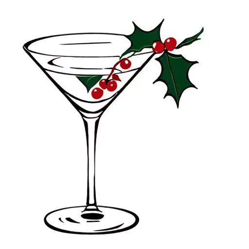 Martini Glass And Holly