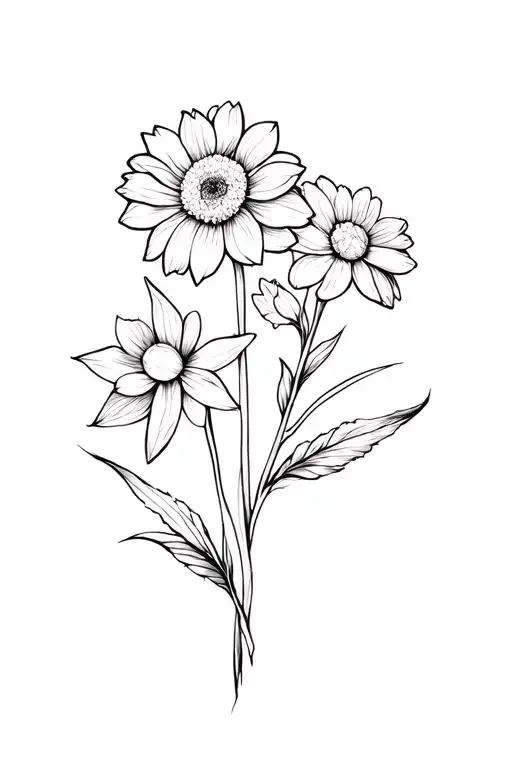 Chrysanthemum And Narcissus Flower Intertwined