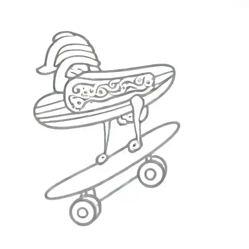 Hotdog Skateboarding Silhouette