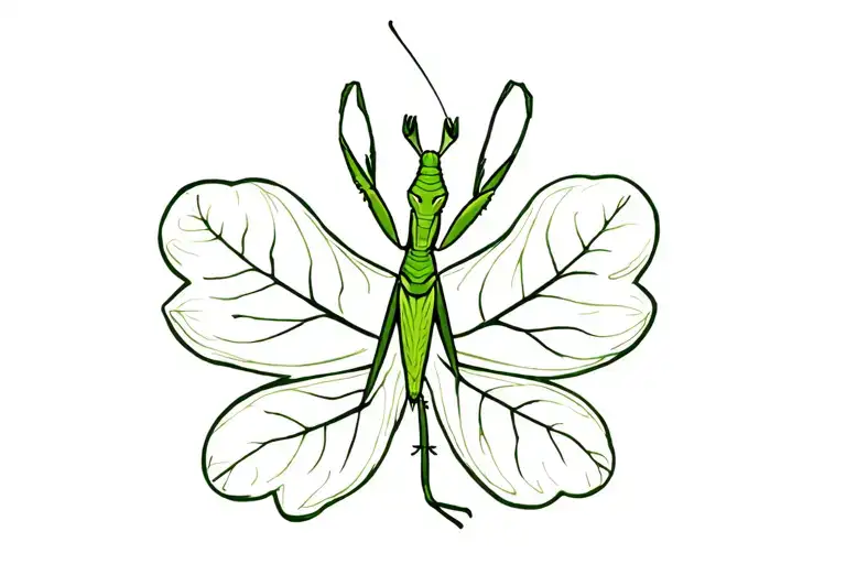 Praying Mantis On A Leaf Clover