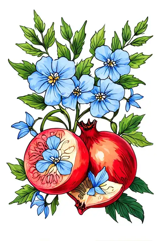 Pomegranates Forget Me Not Crosses Armenian Portuguese