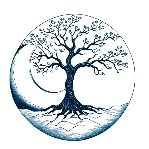 Tree Of Life And Moon