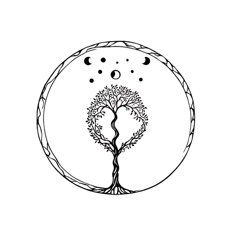 Tree Of Life And Young Moon Phase