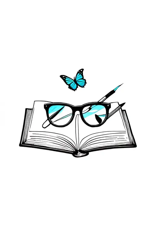 Sunglasses Paintbrush And Butterfly Coming Out Magically From An Open Book