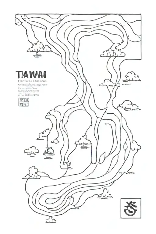 Please Create A Taiwan Map Using Line In The Map Representing Ocean Waves