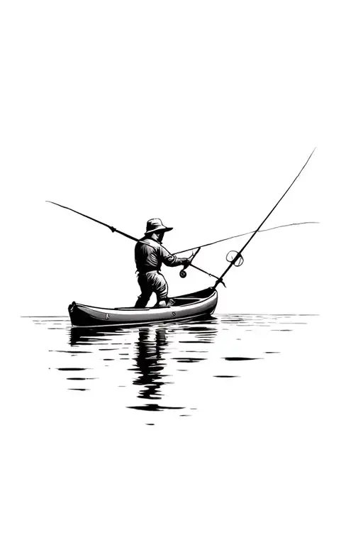 Kayak Fisherman Casting A Line