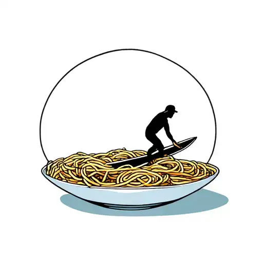 3D Dish Of Spaghetti With A Surfer That Ride It